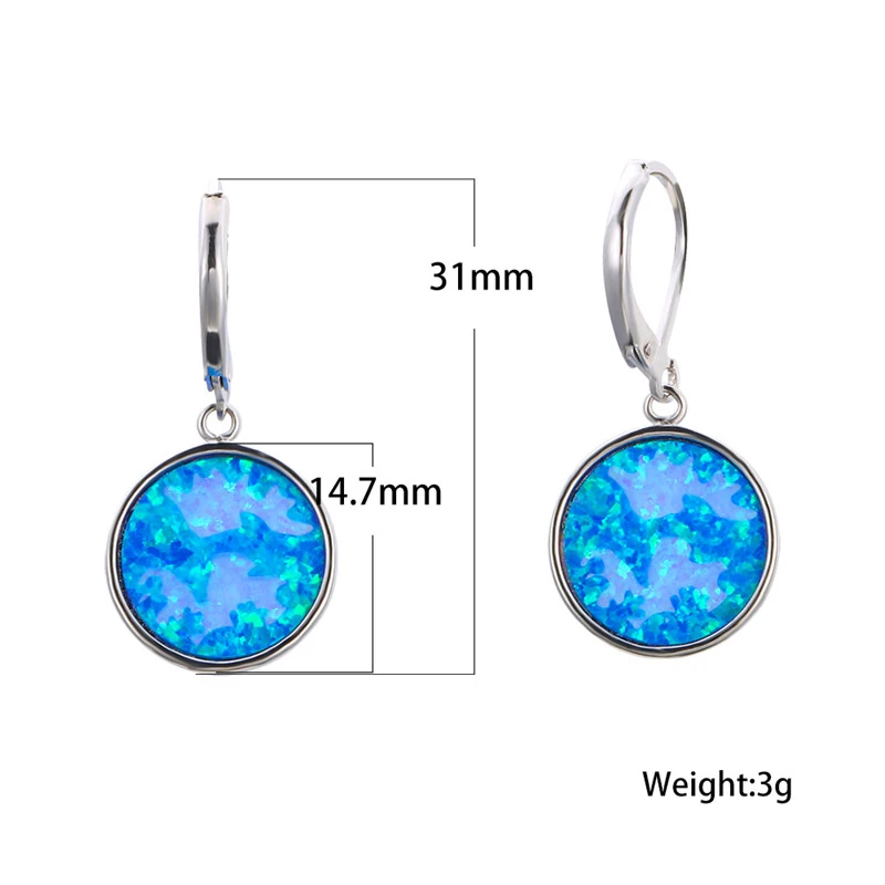 Simple Round Geometric Hoop Earrings Statement Wedding Jewelry Accessories Fashion Imitation Opal Pendant Necklace