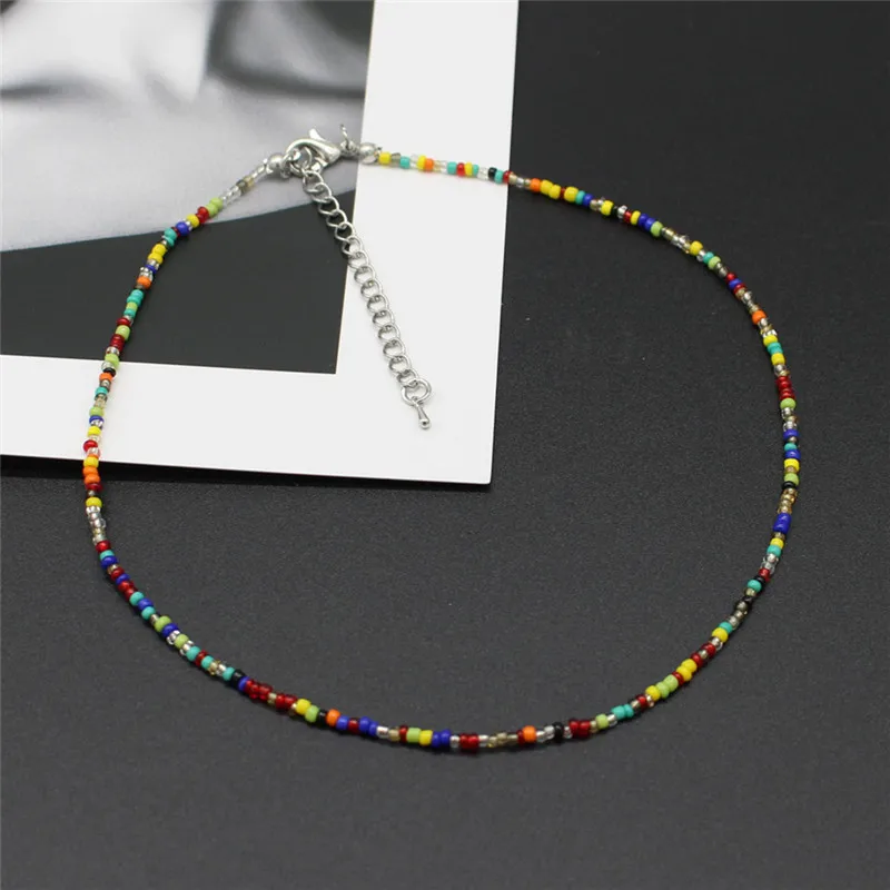 Neue Koreanische Süße Bunte Colliers Kragen Boho Samen Perlen Schlüsselbein Halsketten für Frauen Mädchen Trendy Schmuck – Detail 4