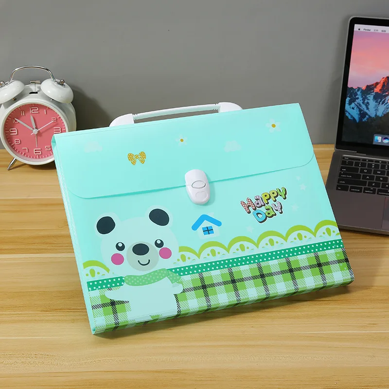 Plastic A4 Cartoon Print File Folder File Organizer File Expanding Wallet Bill Folder Paper Holder Multi-function Office Supplie