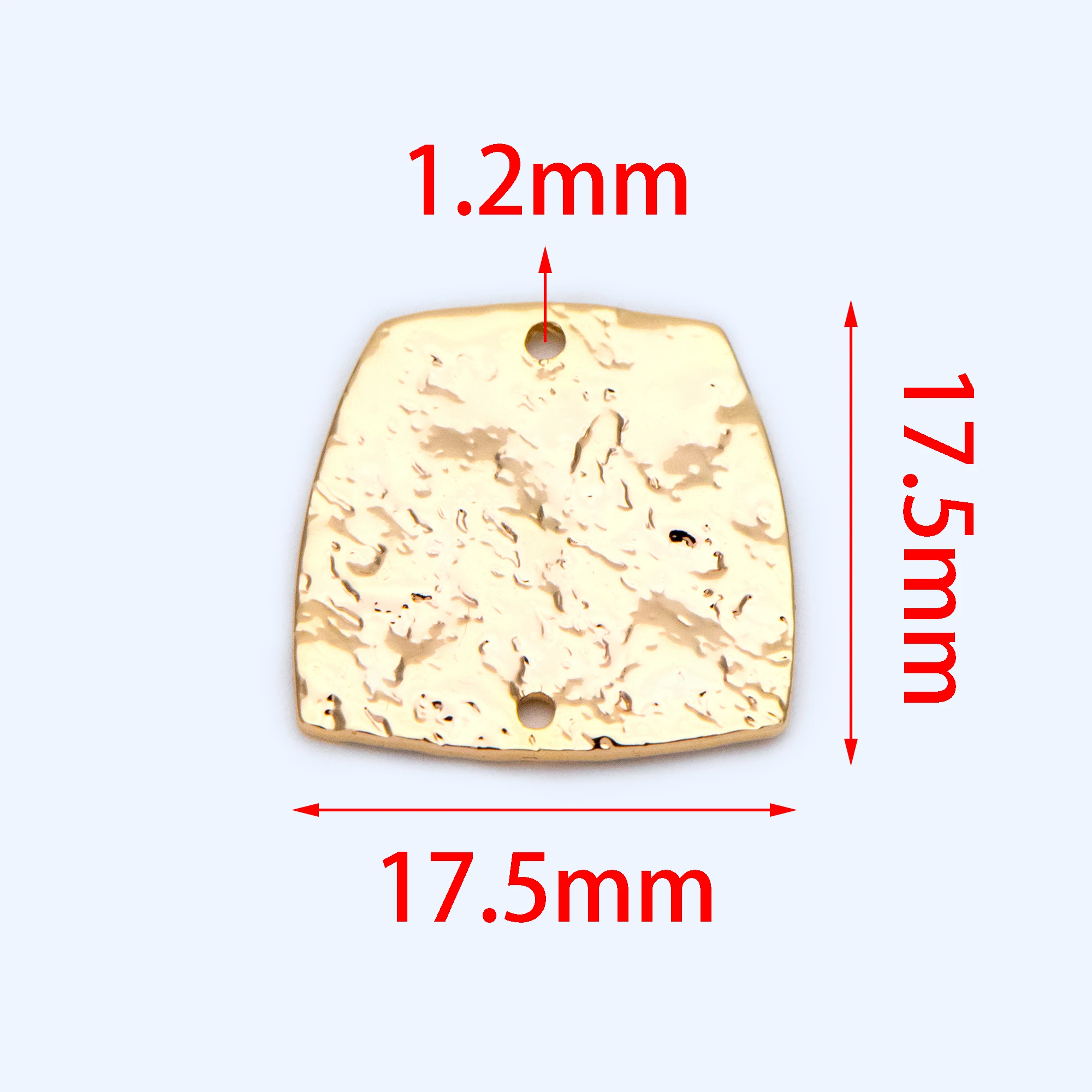 10pcs Trapezoid Disc Connector Pendant 17.5mm, Gold Plated Brass Geometric Hammered Charms For Jewelry Making DIY (GB-1422)