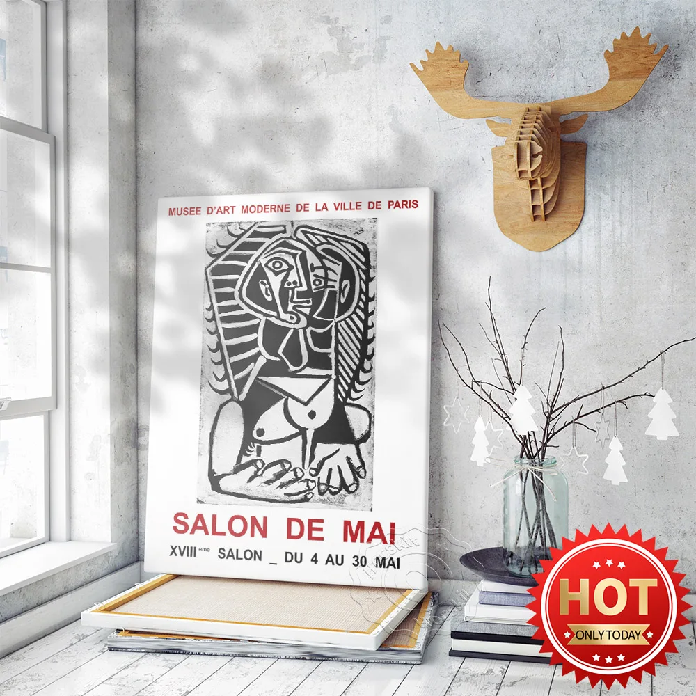 Picasso Musee D'Art Moderne De La Ville De Papis Exhibition Poster, Picasso Salon De Mai Abstract Art Prints, Home Decor Mural