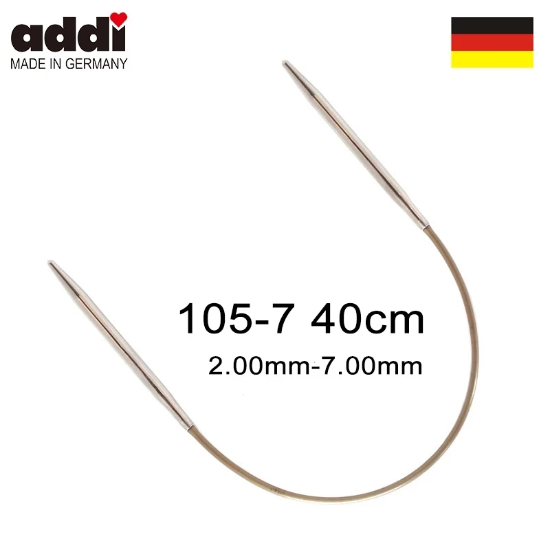 Addi ferri da maglia circolari 105-7-40cm con punte in ottone e corde dorate