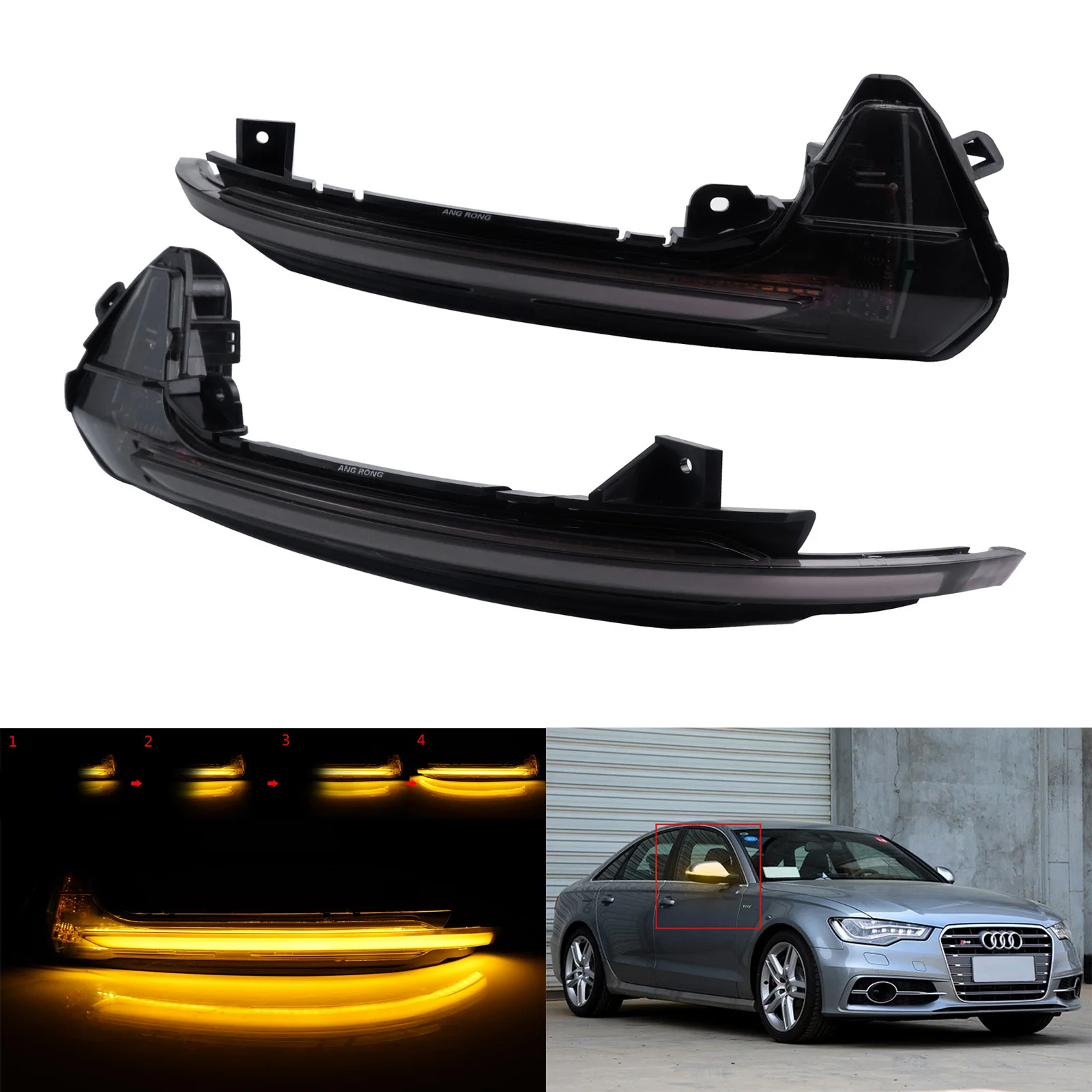 Dynamic LED Mirror Indicator Signal Light Lamp For Audi A6 C7 S6 RS6 Allroad 2012-2018