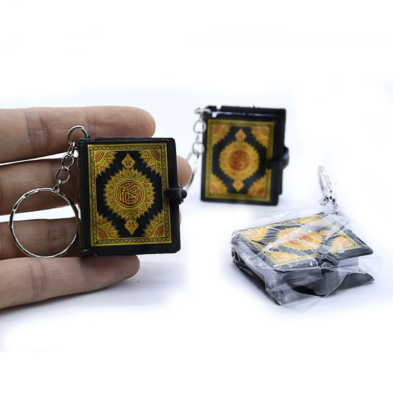 Mini Ark Quran Book Real Paper Can Read Arabic The Koran Keychain Muslim Fashion Couple Jewelry Keychain