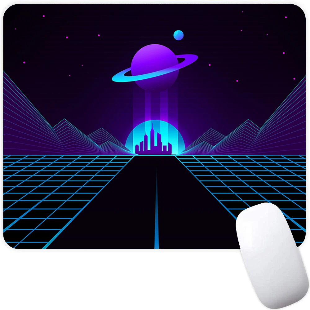 Alas Mouse Gaming Kecil Alas Mouse Komputer PC Alas Mouse Gamer Alas Mouse Laptop Alas Mouse Neon Retrowave Synthwave Seni Alas Meja