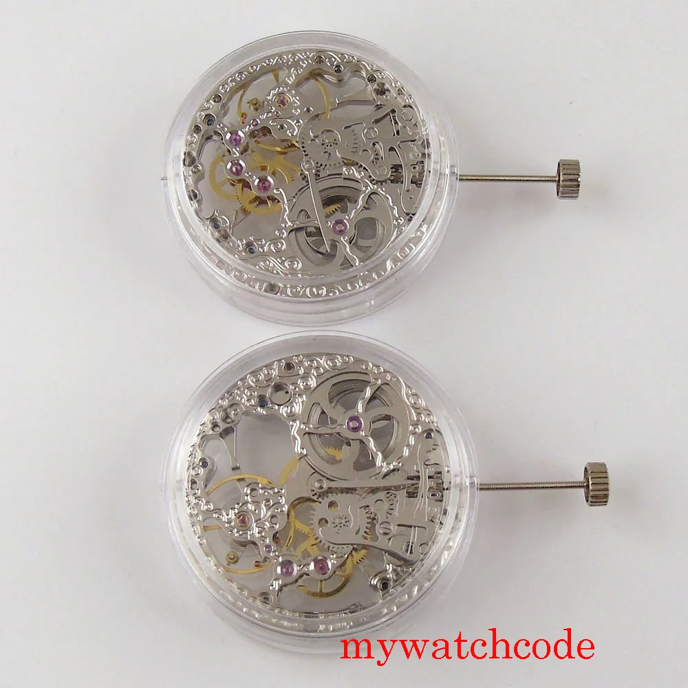 17 Jewels Mechanical Hand Winding Manual 6497 6498 Watch Movement Full Skeleton Stainless Steel Wristwatch Replacement