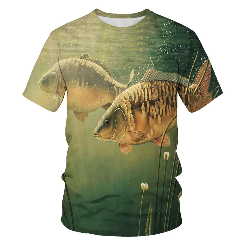 Beautiful Carp Fishing 3D All Over Print men t shirt Harajuku Fashion Short sleeve shirt summer streetwear Unisex tshirt xxs-6xl