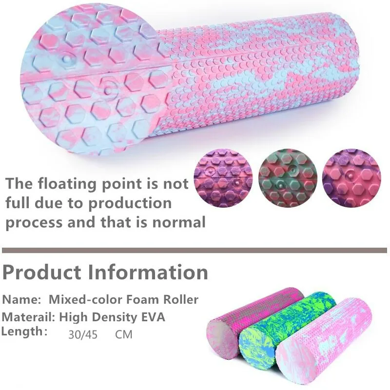 YECOKISO 45/60CM Iridescent Cloud Yoga Foam Roller Pilates Block High-density Floating Roller GYM Fitness Body Massage Roller