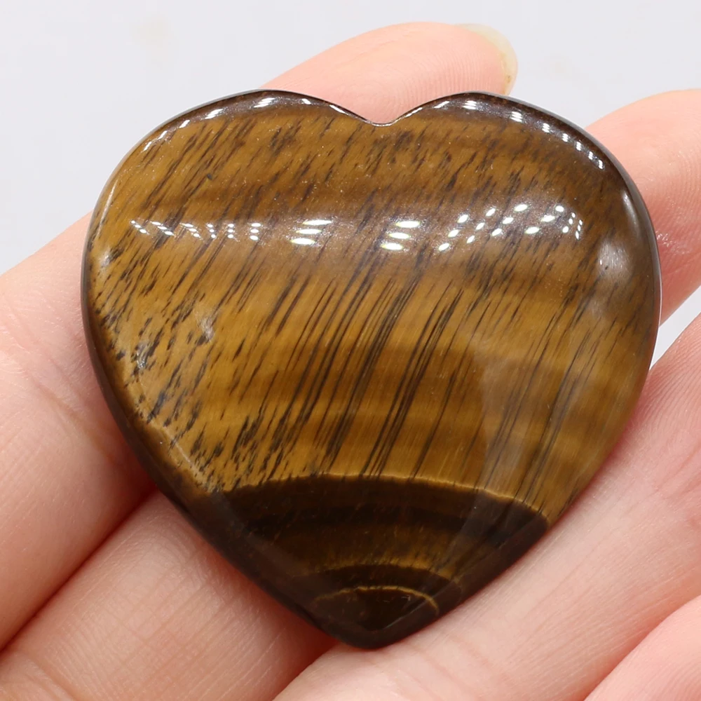 New Natural Agates Stone Beads Heart Shape Tiger Eye Stones Amethysts Big Loose Bead for Making DIY Necklace Accessories 40x40mm