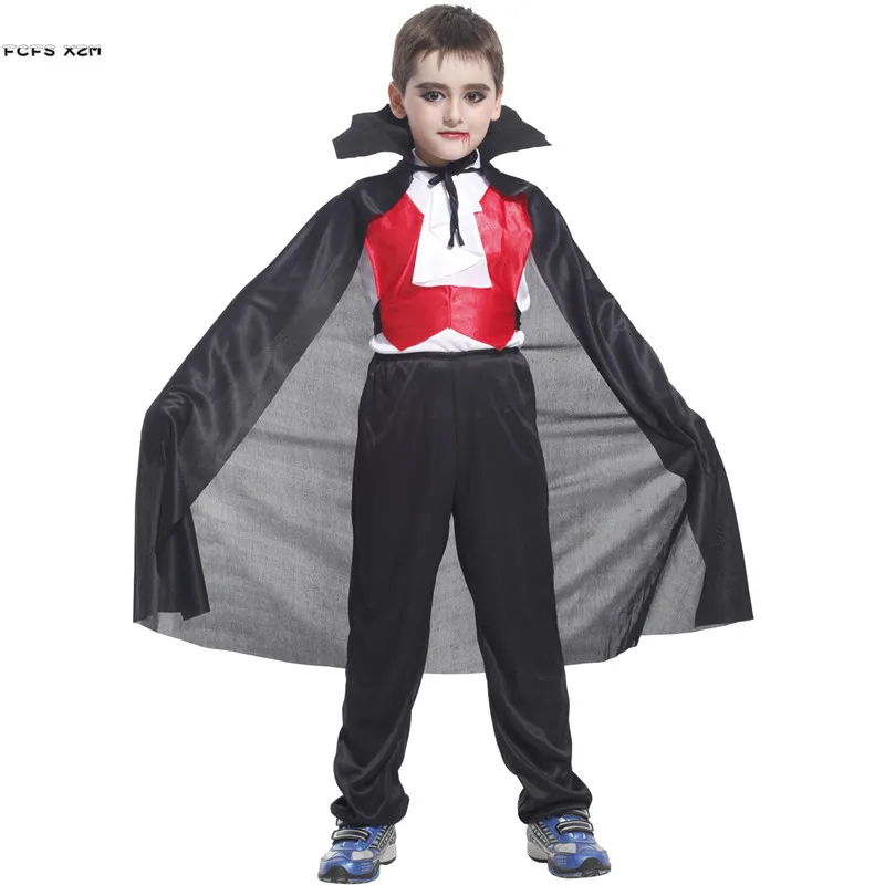 M-XL niños vampiro aterrador Cosplay niños Halloween disfraces de Drácula carnaval Purim desfile juego de escenario vestido de fiesta de disfraces