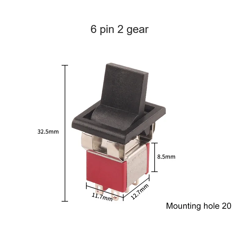 5pcs/Lot Mini Paddle Toggle Switch SPDT 2/3 Position Square Snap-in Panel Mount 5A125V 2A250V ON-ON ON-OFF-ON