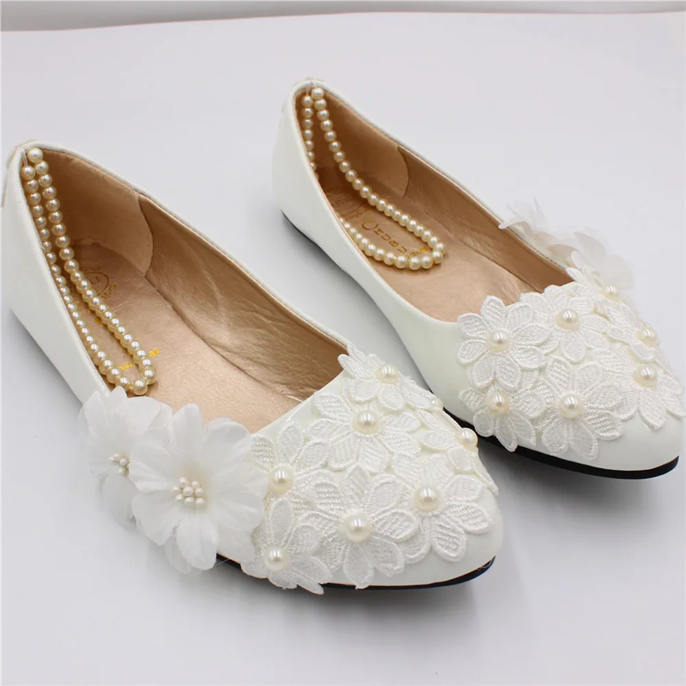 New plus-size flats sell like hot cakes Wedding flat heels white bridal shoes hand-made wedding shoes in ChinaBH175