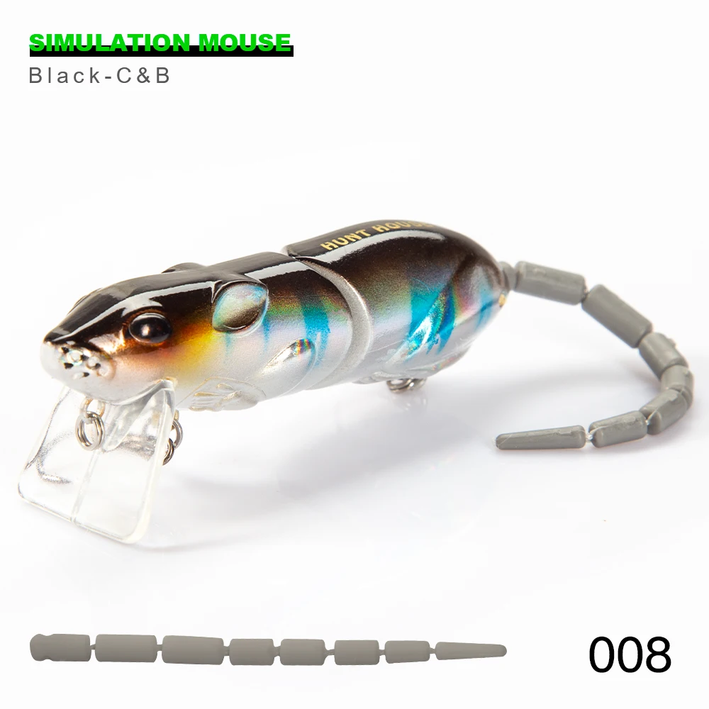 Hunthouse BBZ-1 Ratten-Angelköder, 85 mm, 17 g, mehrteiliger Segment-Schwanz-Mäuseköder zum Angeln auf Barsch, Minnow-Crankbaits LW135