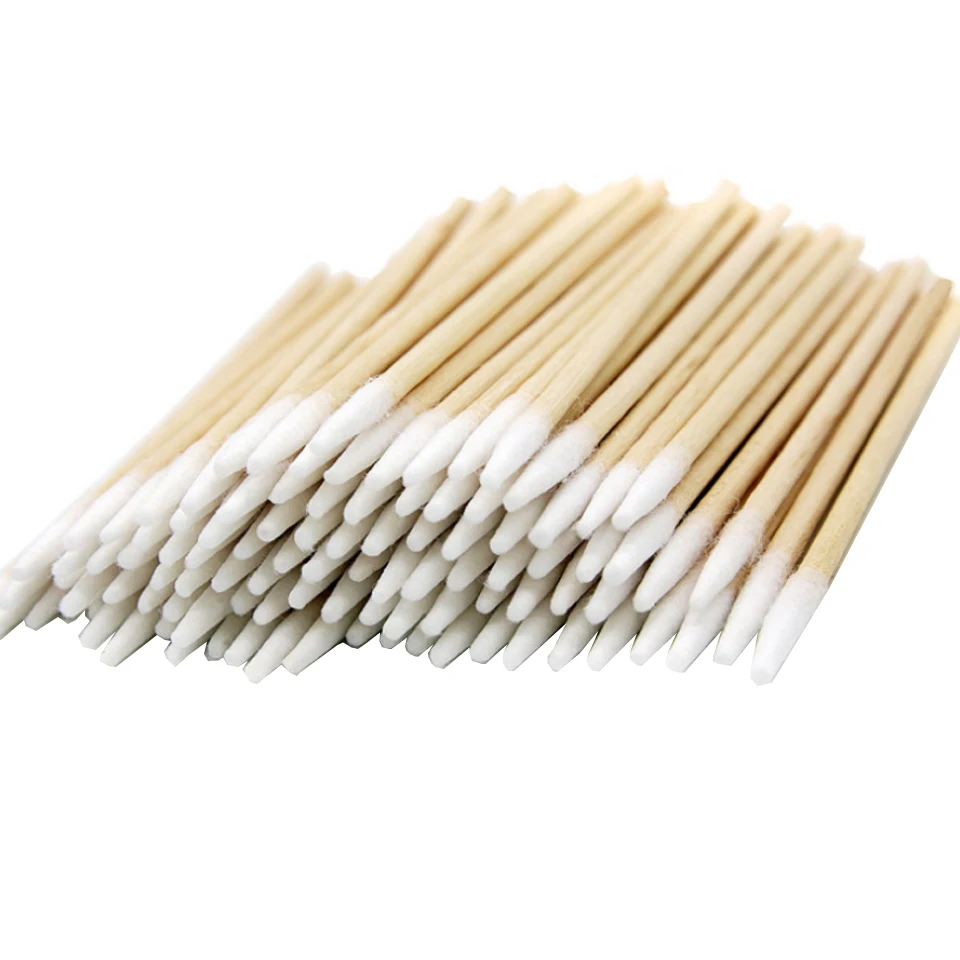 High Quality 1 Bag 100pcs Wooden Cotton Stick Swabs Buds For Cleaning The Ears Eyebrow Lips Eyeline Tattoo Makeup Cosmetics