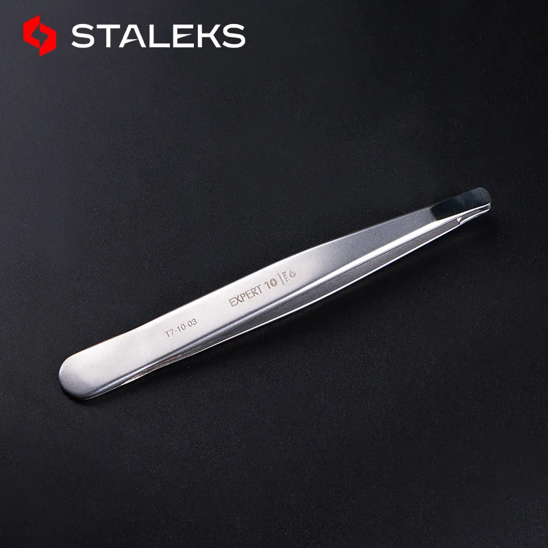 1pc STALEKS TE-10-6 Professional High Precision Hair Removal Tweezers Stainless Steel Round Mouth Eyebrow Tweezers Makeup Tool