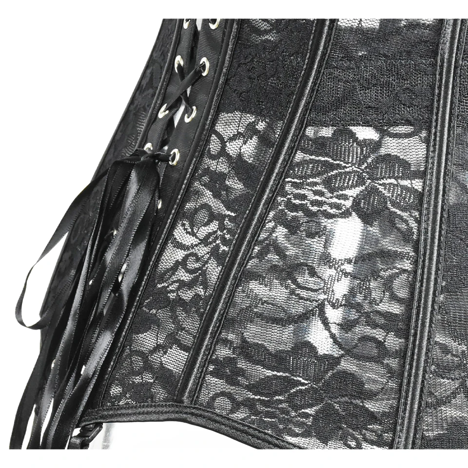 Unterbrust-Taillenkorsett-Oberteile mit Strumpfhaltern, Spitzen-Modellierungsgurten, Bauchgürtel, Korsett S-6XL, Shapewear, sexy Dessous – Detail 9