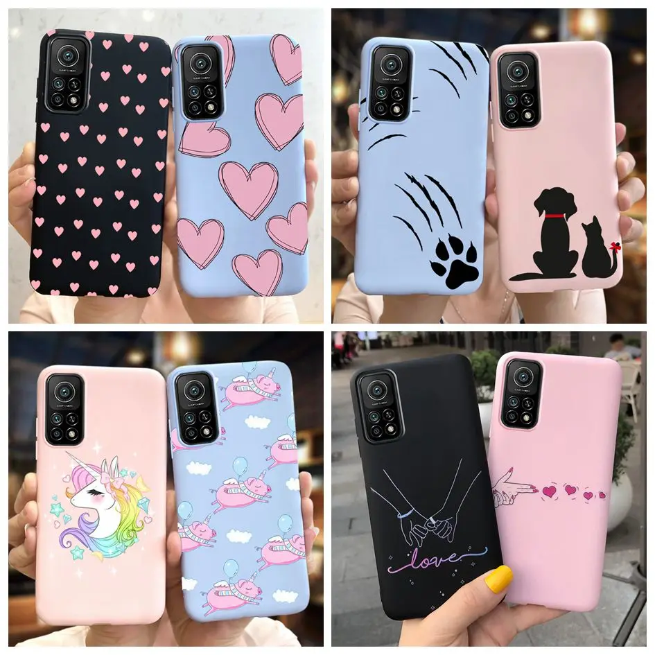 For Xiaomi Mi 10T Pro Case Cute Funda Matte Silicone Soft TPU Love Heart Cover For Xiaomi mi 10t 10tpro mi10T 10 t pro lite Capa