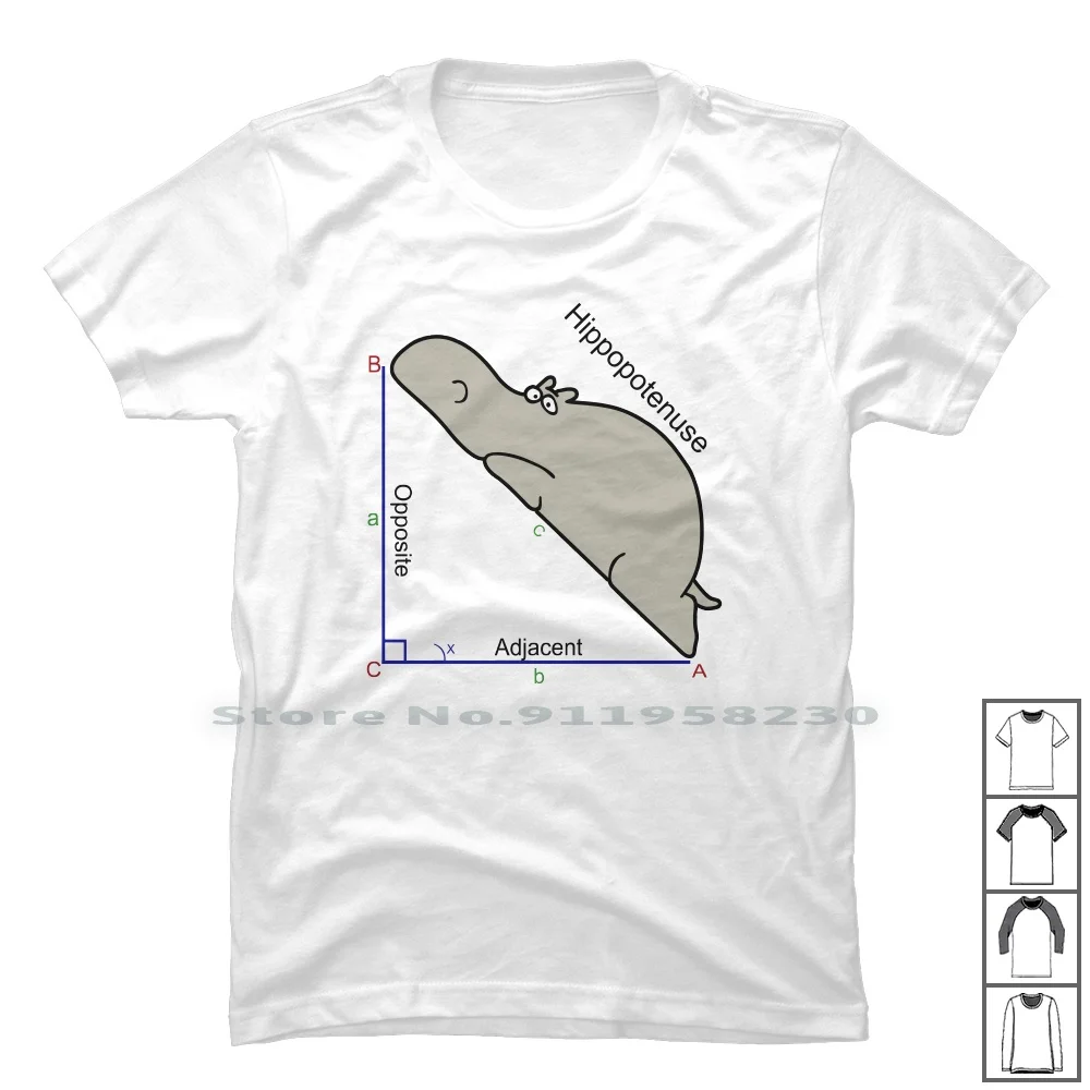 Hypotenuse Math Humor T Shirt 100% Cotton Illustration Vector Poster Design Print Humor Text Sign Ten Hum Us Ny