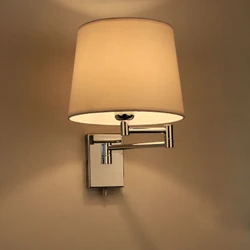 Lámpara de pared breve moderna, iluminación con personalidad americana, lámpara de pared con forma de tela, lámpara de pared para dormitorio, mesita de noche, bombilla E27