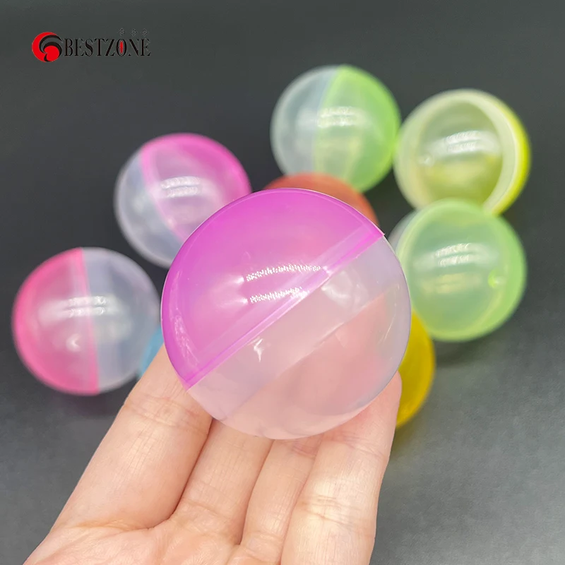 50Pcs 45mm Plastic PP Toy Capsules Half Transparent Colorful Round Surprise Ball Easy Open Lock For Amusement Vending Machine