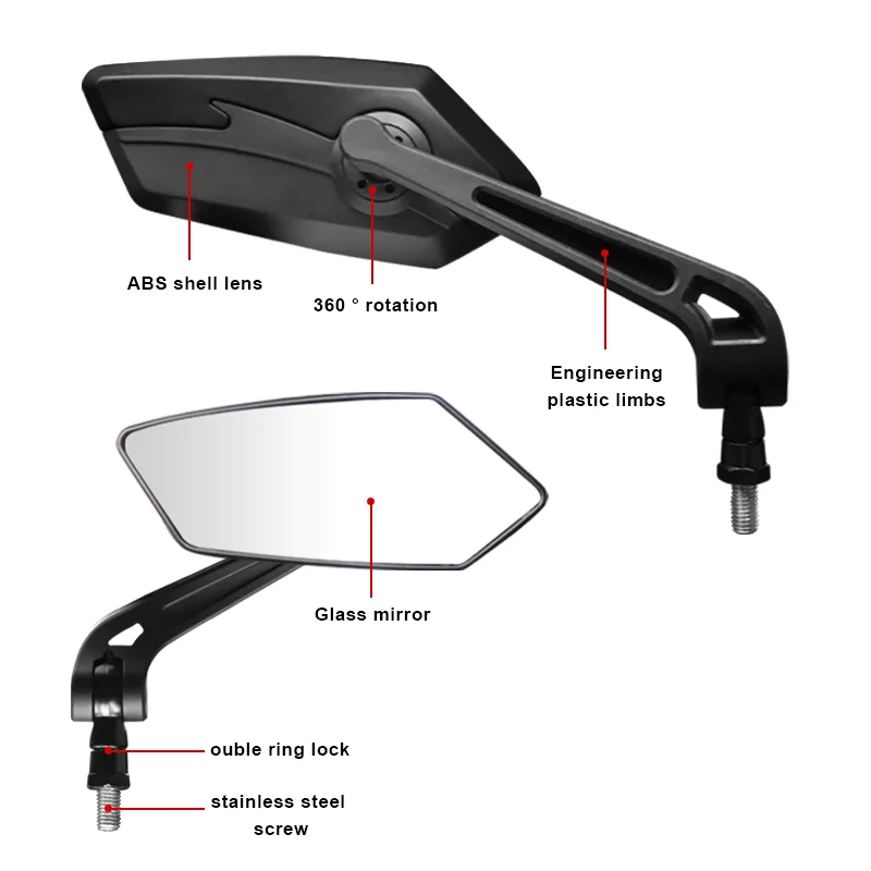 Bicycle Rear View Mirror Bike Two-color Wide-Range Mirrors Cycling Back Sight Handlebar Reflector Adjustable Left Right Mirrors