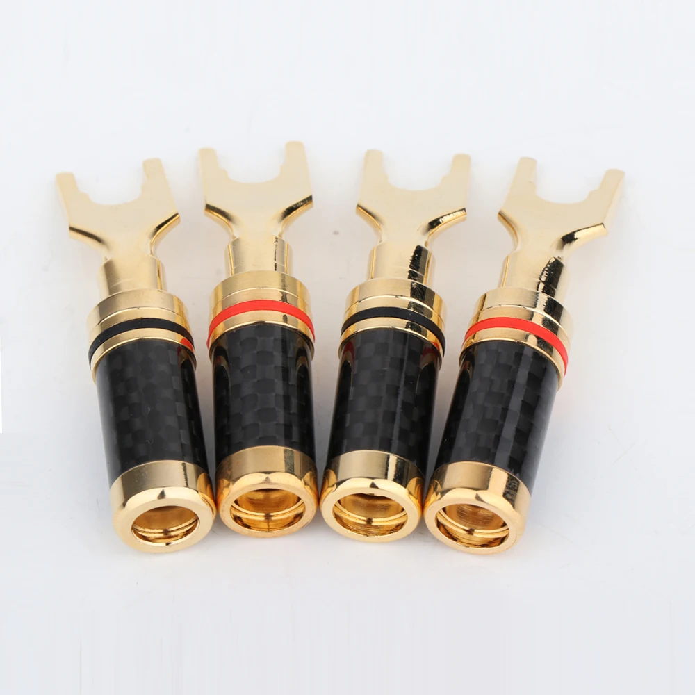 Connecteur de fil de câble de haut-parleur, haute qualité, cuivre pur SY1532, plaqué or 24 carats, vis de verrouillage, prise de bêche, 4 pièces