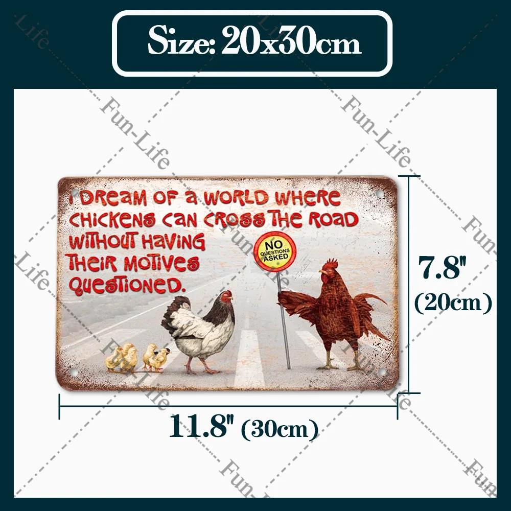 Chicken Poster Vintage Metal Tin Signs Plate Rooster Hen Egg Retro Plaque Bar Pub Farm Home Wall Decor