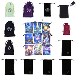 1pcs Velvet Pentagram Tarot Storage Bag Board Game Cards Embroidery Drawstring Package Witchcraft Supplies For Altar Tarot Box