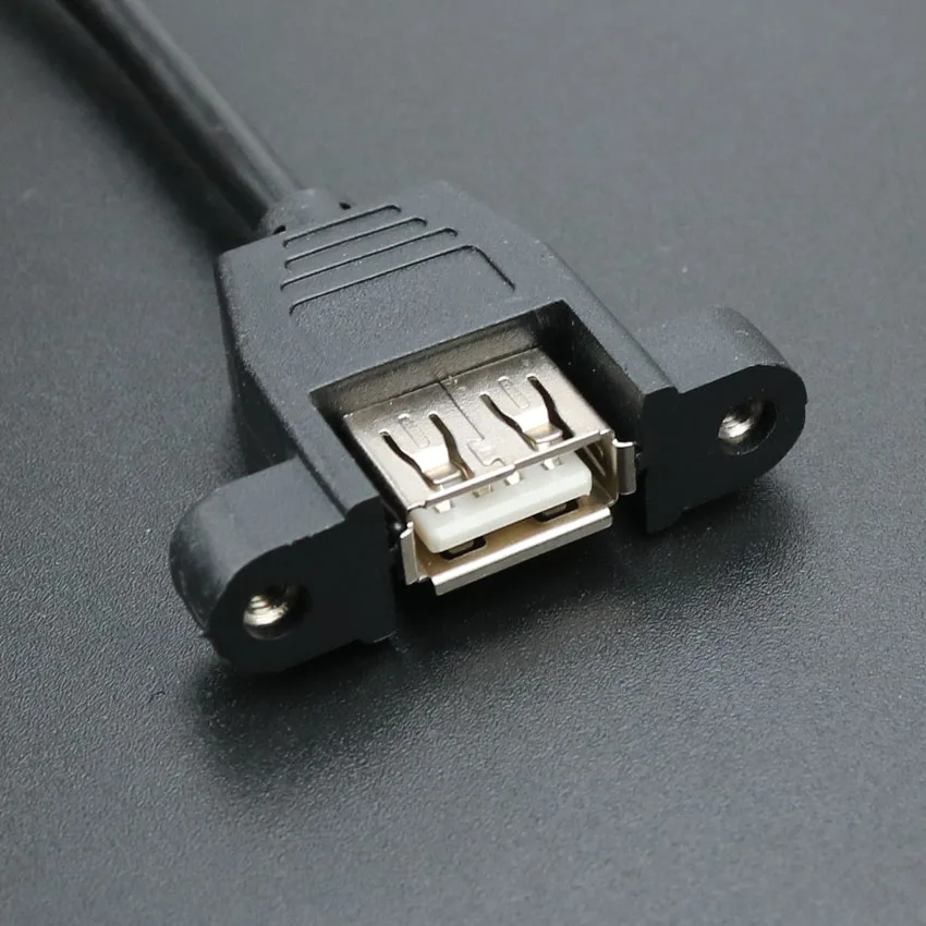 1Pcs USB 2.0 Female to Female Extension Cable with Panel Mount Screw Hole Lock Connector Adapter Connector Cable For Computer