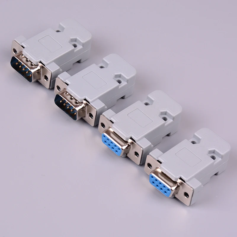 2set RS232 Serial Port Connector DB9 Female Male Socket Plug Connector 9 Pin Copper RS232 COM Adapter With Plastic Case
