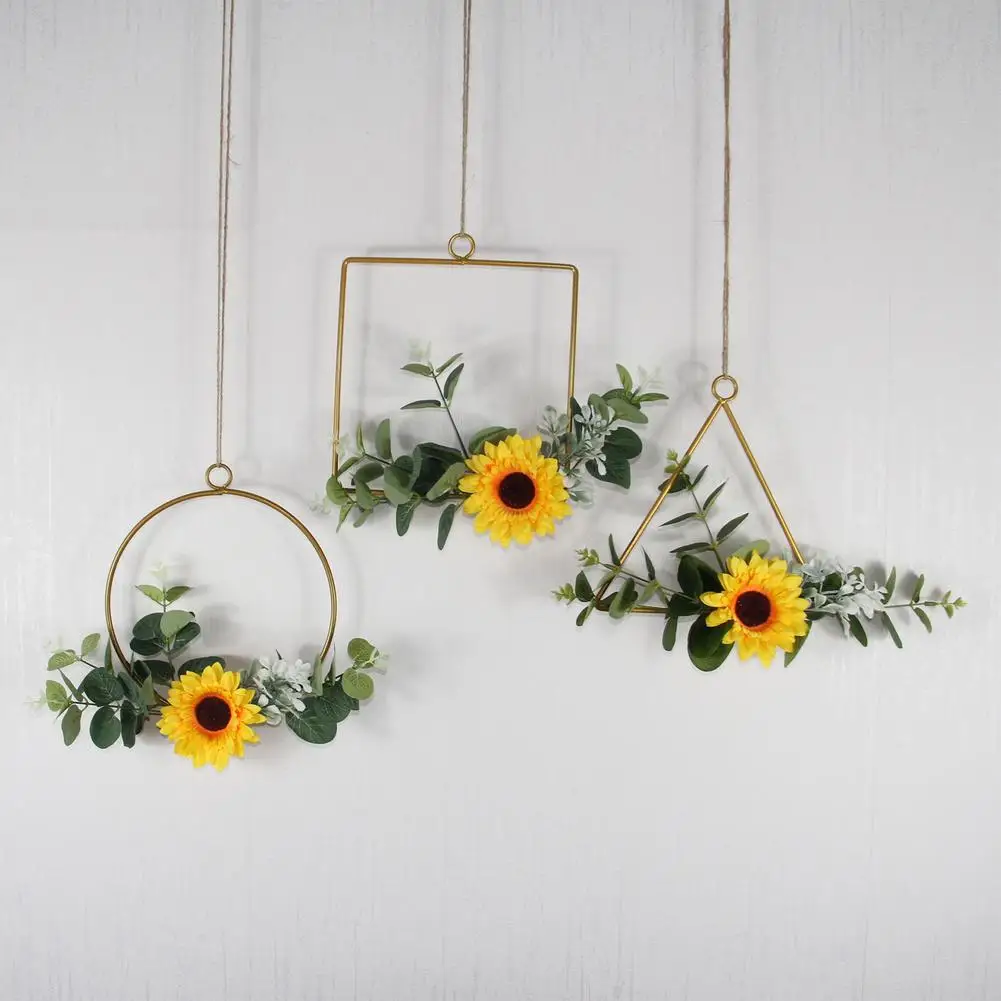 Rtificial Suower Metal Floral Hoop Wreath Set Of 3,Wall Hanging Hoop Garland Wreath For Wall Wedding Decor Accessories