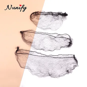 Nunify ขายส่ง 100 ชิ้น Hairnet 7 มิลลิเมตรไนลอน Nets ที่มองไม่เห็นทิ้งผมสุทธิยาว 36 นิ้ววิกผม Nets ผม Bun Nets
