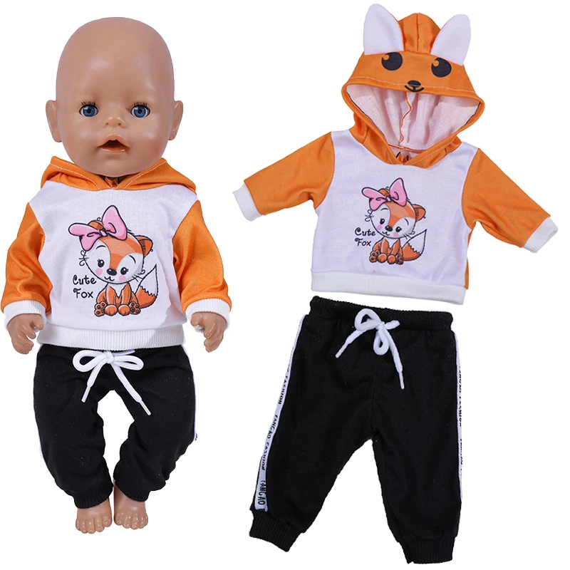 43cm Doll Outfit 17 Inch Baby Born Cute Animals Doll Suit Fashion Cartoon Fox Clothes Fit For  Doll Baby Birthday Gift