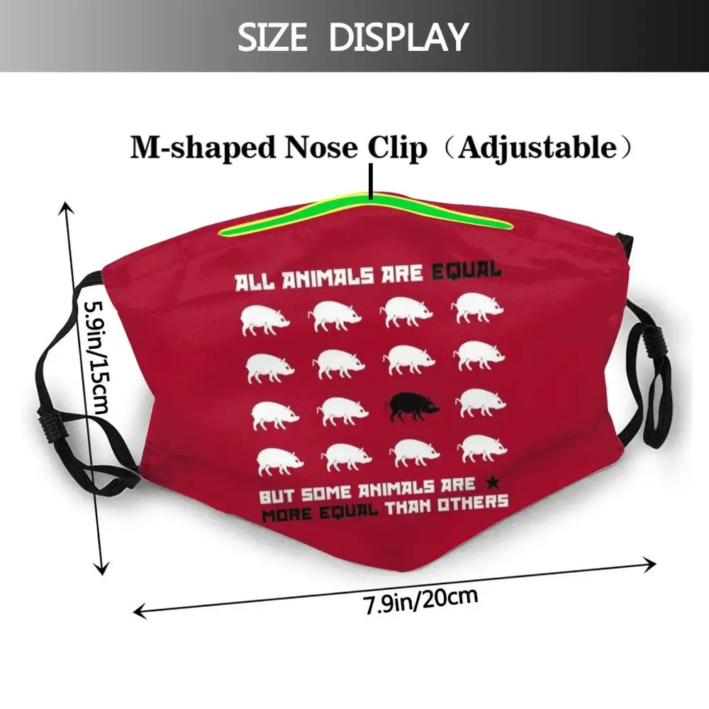 All Animals Are Equal 2 ( Red ) Adult Kids Anti Dust Filter Diy Mask Animal Farm George Orwell Russian Revolution Communism