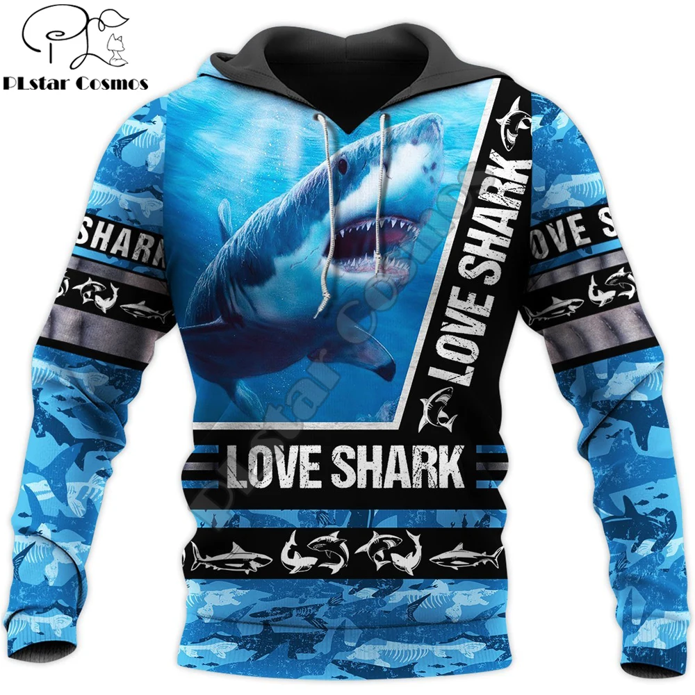 Sudadera con capucha tiburón 3D para hombre estilo streetwear
