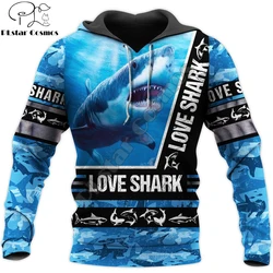 Sudadera con capucha tiburón 3D para hombre estilo streetwear