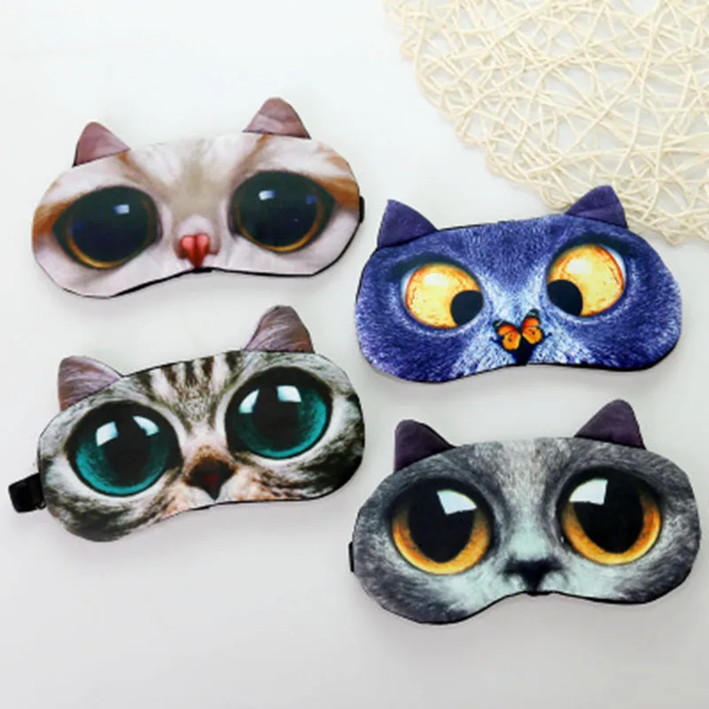 1PCS 3D Sleeping Mask Cute Cartoon Cat Dog Sleeping Eye Mask Eyeshade Cover Soft Portable Animal Blindfold Eyepatch Eye Cover