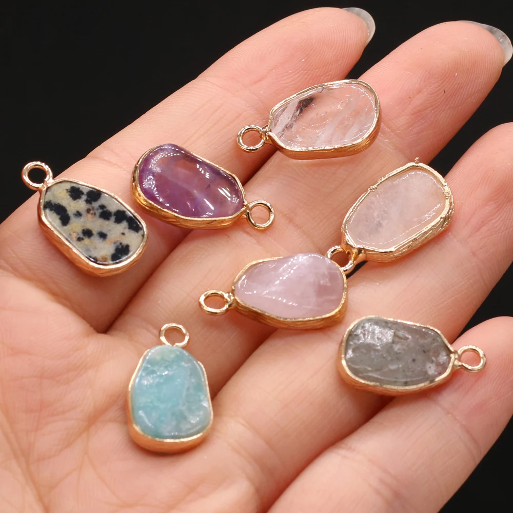 5 PCS Natural Semi-precious Stone Pendants Clear Quartz Amazonite Rose Quartz for DIY Jewelry Making Gift Handmade Accessories