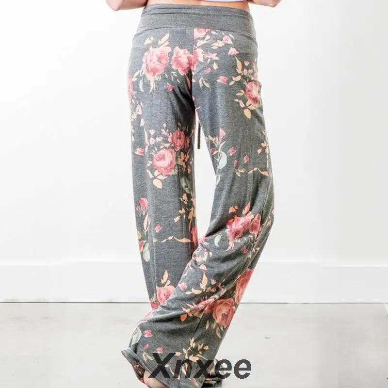 

Blocked Wide Leg Pants Women Summer 2019 Streetwear High Waist Pants Elastic Casual Drawstring Long Trousers Xnxee