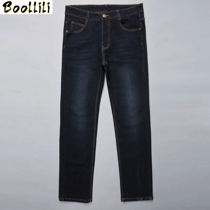 

Size 28-50 Big Man Jeans High Stretch Straight Long Loose Trousers Fashion Casual Black Blue Denim Male Business Jeanswear Pants