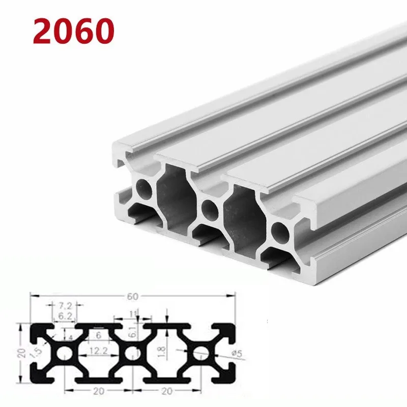 1/2pcs/lot 2020 2040 2060 2080 20100 Aluminum Profile Extrusion 100mm-500mm Length Linear Rail For DIY 3D Printer Workbench CNC