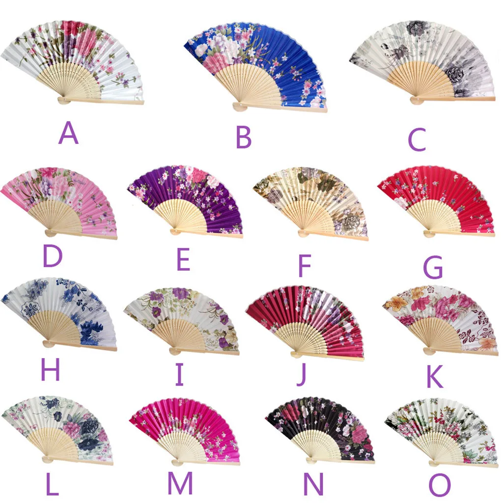 Summer Vintage Bamboo Folding Hand Held Flower Fan Chinese Style Dance Wedding Party Pocket Gifts Wedding Colorful Chinese Fans