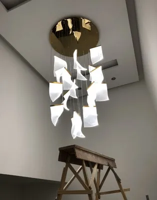 Postmodern Golden Art Paper Pendant Lights
