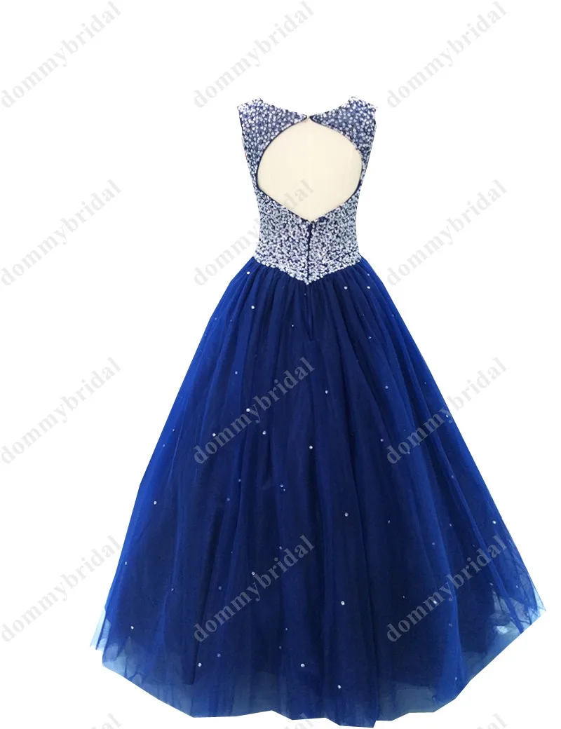 Sexy Sheer Hals Parels Marineblauw Baljurk Jurk Voor Quinceanera Tulle Keyhole Back Goedkope Designer Vestido De 15 Anos