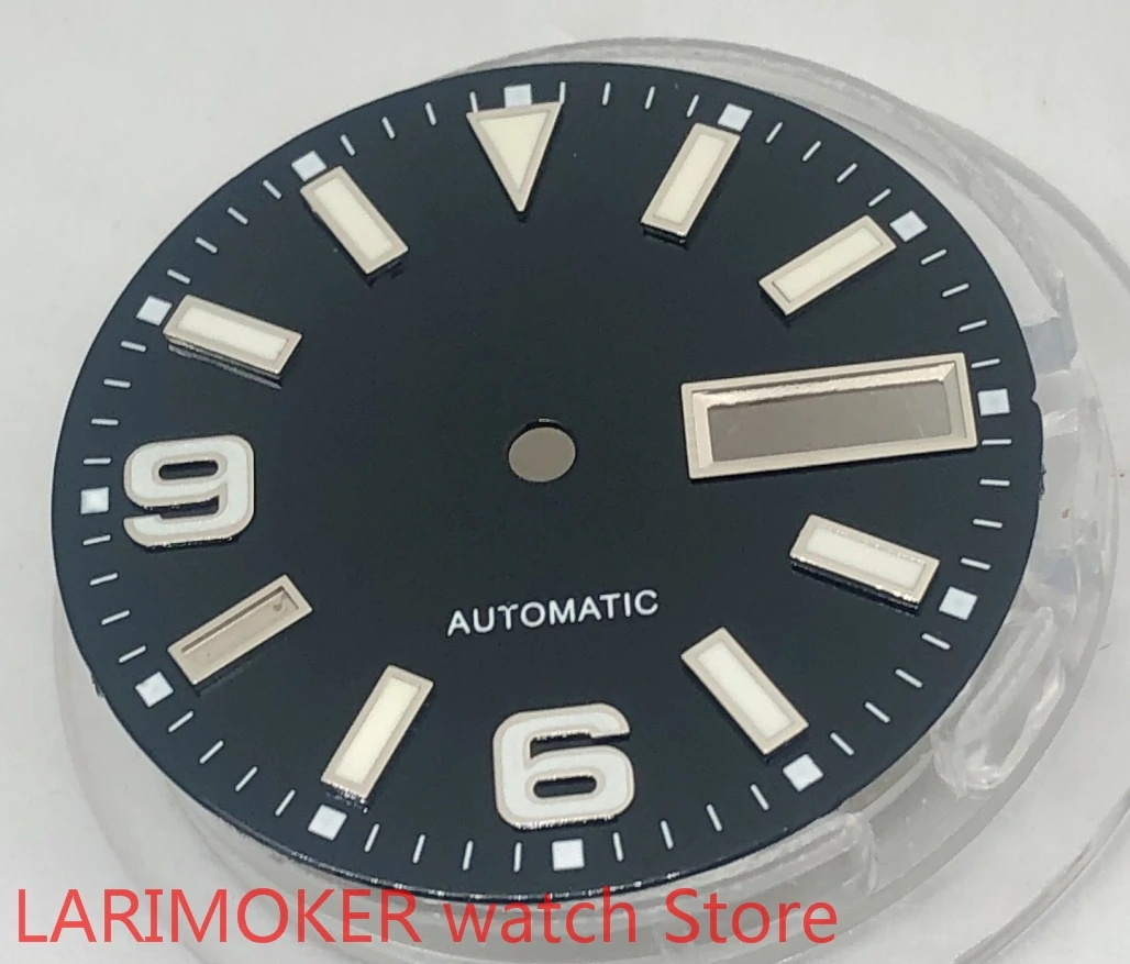 BLIGER 29mm tarcza podwójna data zielona Luminous dla NH36 zegarek z czujnikiem ruchu części czarna tarcza