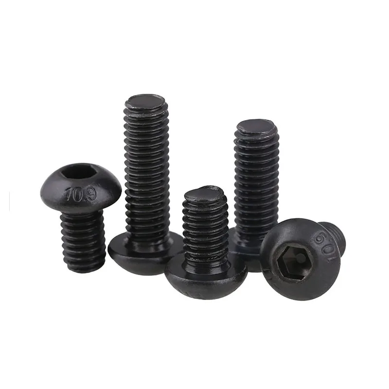 10/50pcs Hex Screw M2 M2.5 M3 M4 M5 M6 M8 M10 Stainless Steel Black Grade 10.9 ISO7380 A2-70 Hexagon Socket Round Head Screws