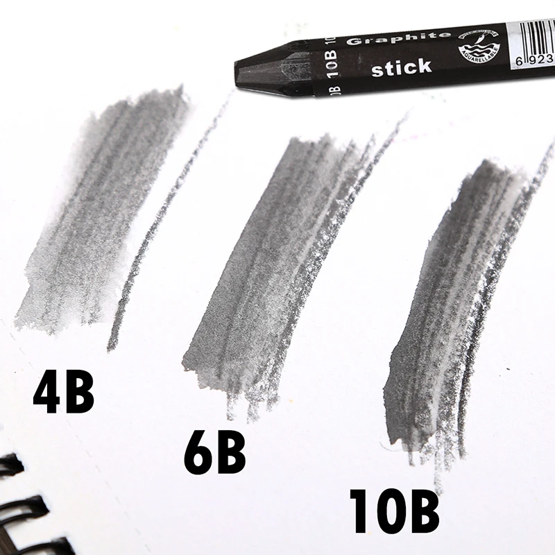Graphitstift-Set – wasserlöslich – 4B 6B 10B, Kunstzeichenzubehör für Skizzen- und Schattierstifte, Künstlerskizzen – 3-teilig – Detail 4