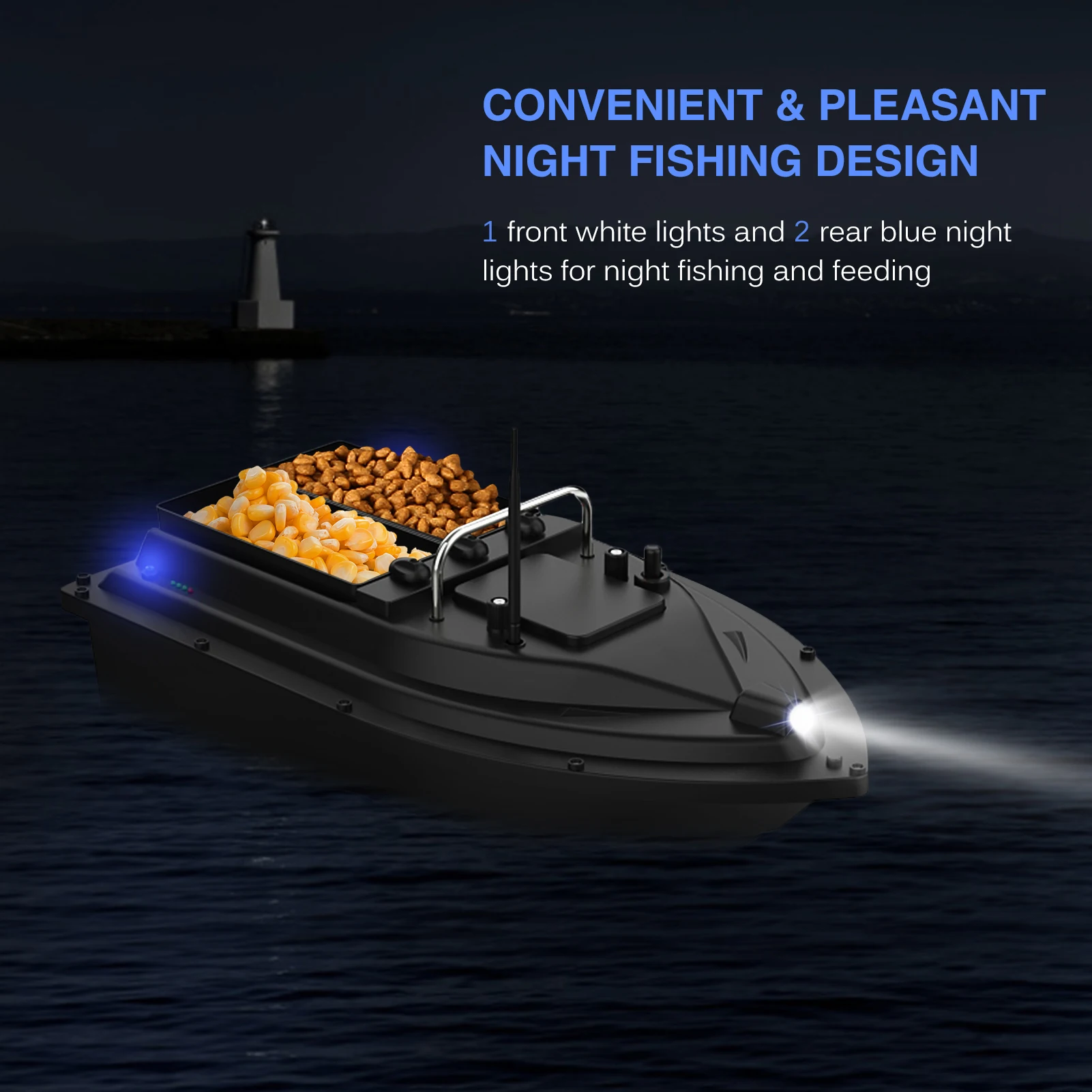 500M Remote Control Fishing Boat Double Motors Smart Fishing Bait Boat RC Fishing Feeder Fish Finder Ship Boat Double Container