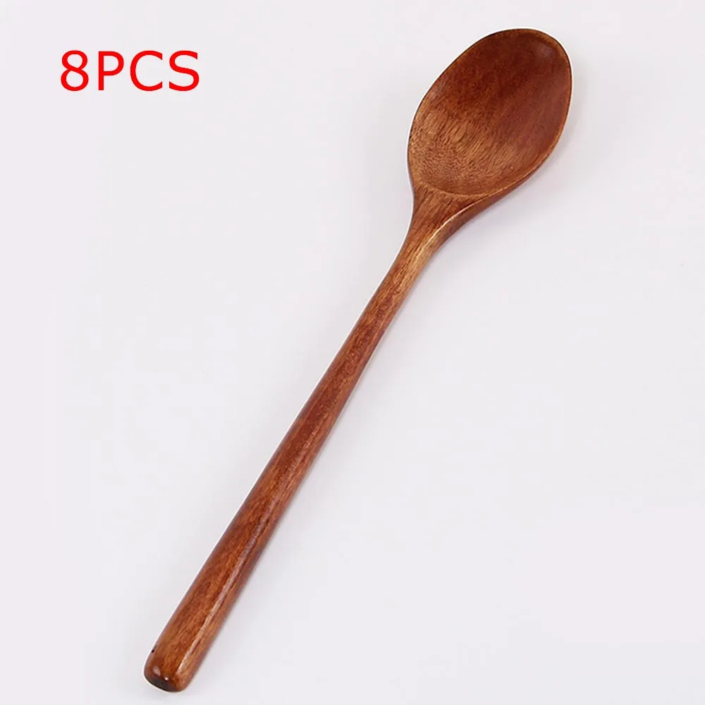 8 pezzi cucchiai di legno zuppa stoviglie ecologiche in legno naturale strumento da cucina per caffè cucchiaio di legno 23.5*4cm per cucinare Gadget Cocina