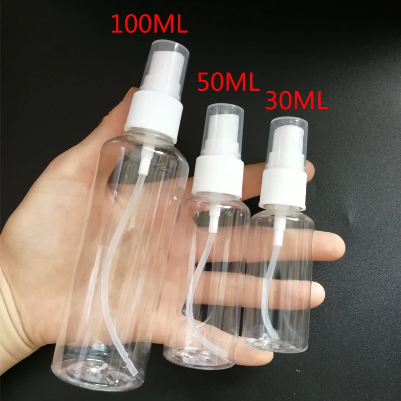 1PCS Cheap 30/50/100ML Perfume Atomizer Empty Spray Bottle Clear Empty Plastic Refillable For Protable Travel Hand Wash